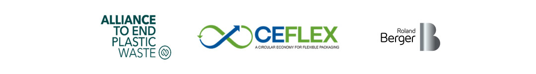 The logos of Ceflex, the Alliance To End Plastic Waste, and Roland Berger